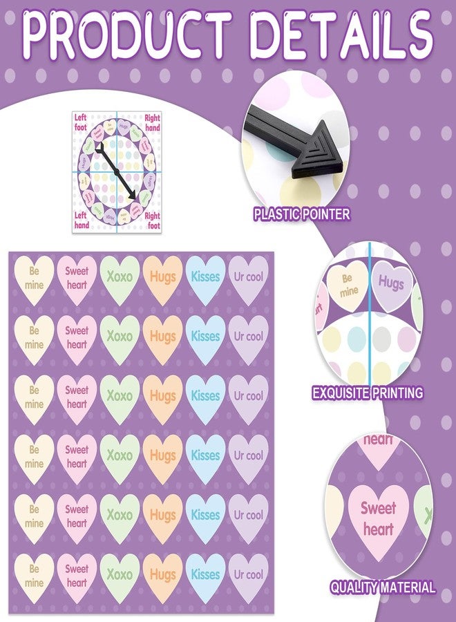 Hollowfly 2 Pcs Valentine Day Games for Kids Valentine Conversation Heart Party Bending and Twist Game with Bright Colors Conversation Hearts Game Mat Spinner for Valentine Day Party Classroom School - Image 3